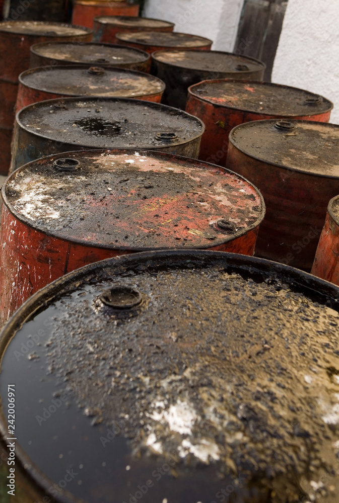 Old oil barrels