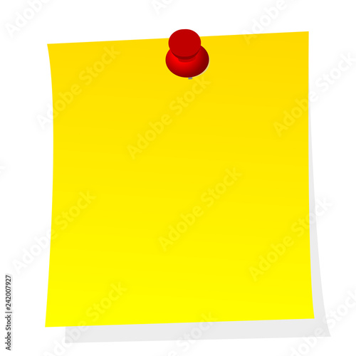 Blank note yellow paper sticker with push pin