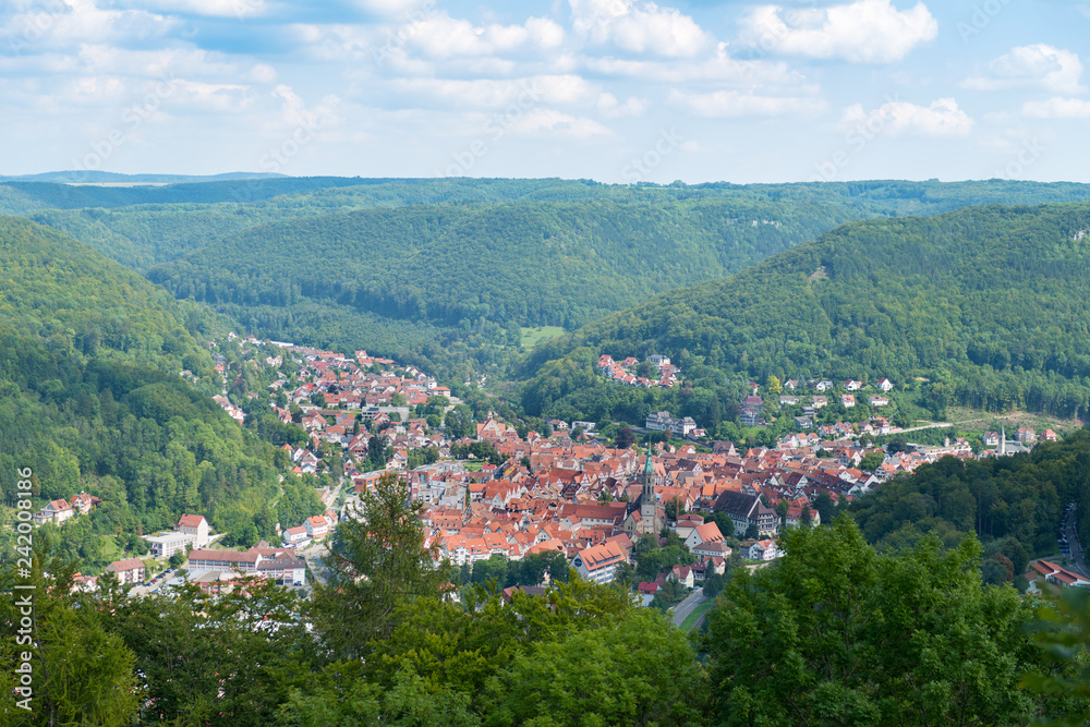 view of the village bad urach in germany