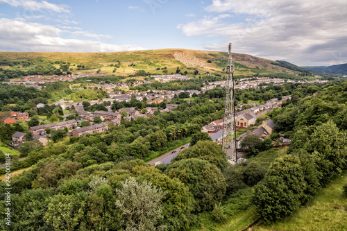 Telecommunications tower. Mobile phone and TV base station in a Small Welsh Town Blaina