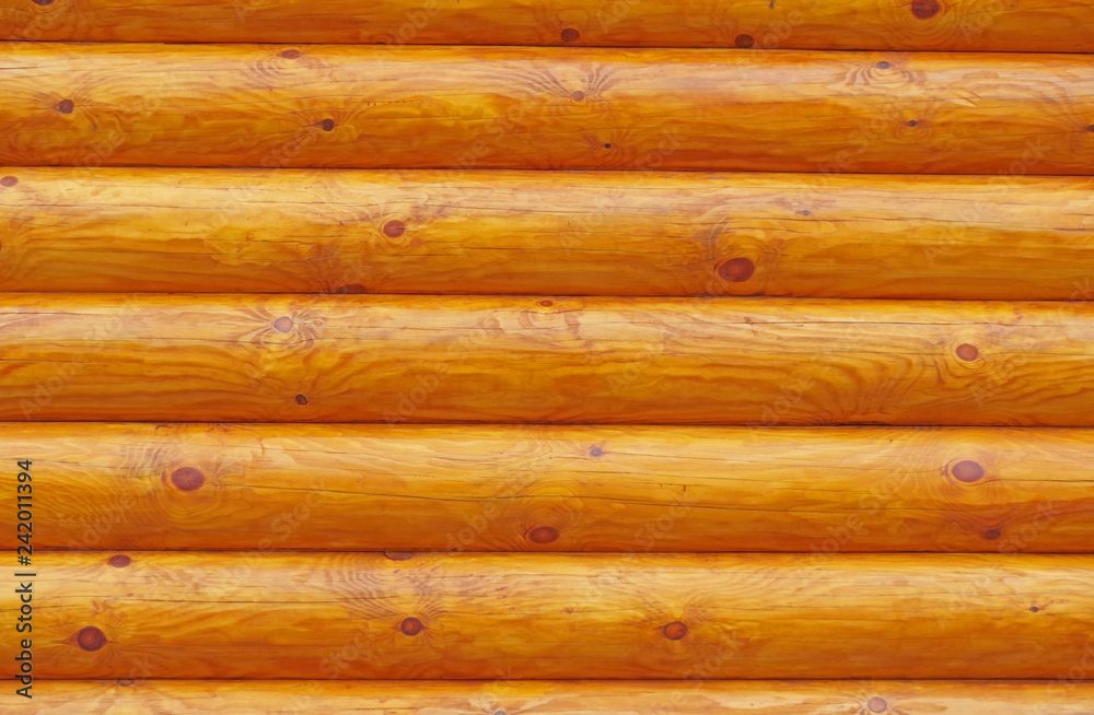 Wooden wall from logs Wooden wall from logs