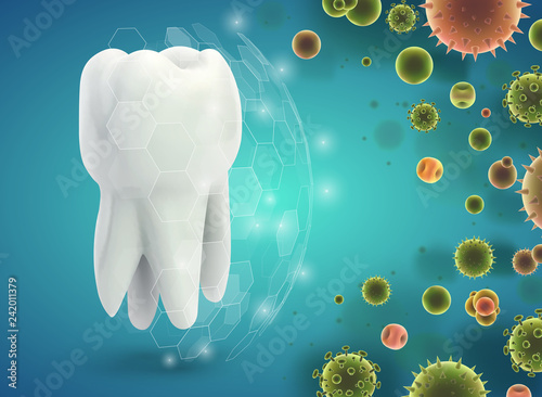 protection of teeth from caries and diseases. vector template