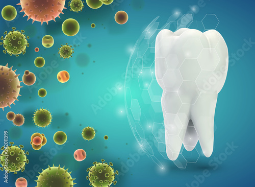 protection of teeth from caries and diseases. vector template