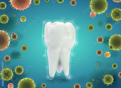 protection of teeth from caries and diseases. vector template