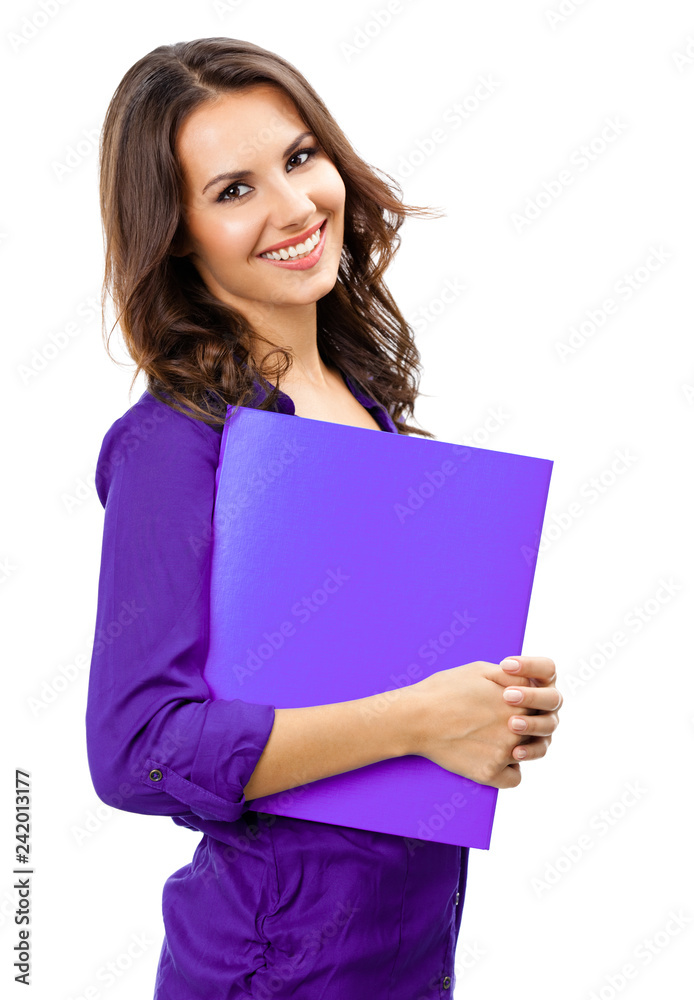 Businesswoman with folder, on white Businesswoman with folder, on white