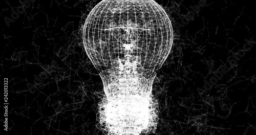 Zoom In Light Bulb Plexus 4k Video Animation Clip.