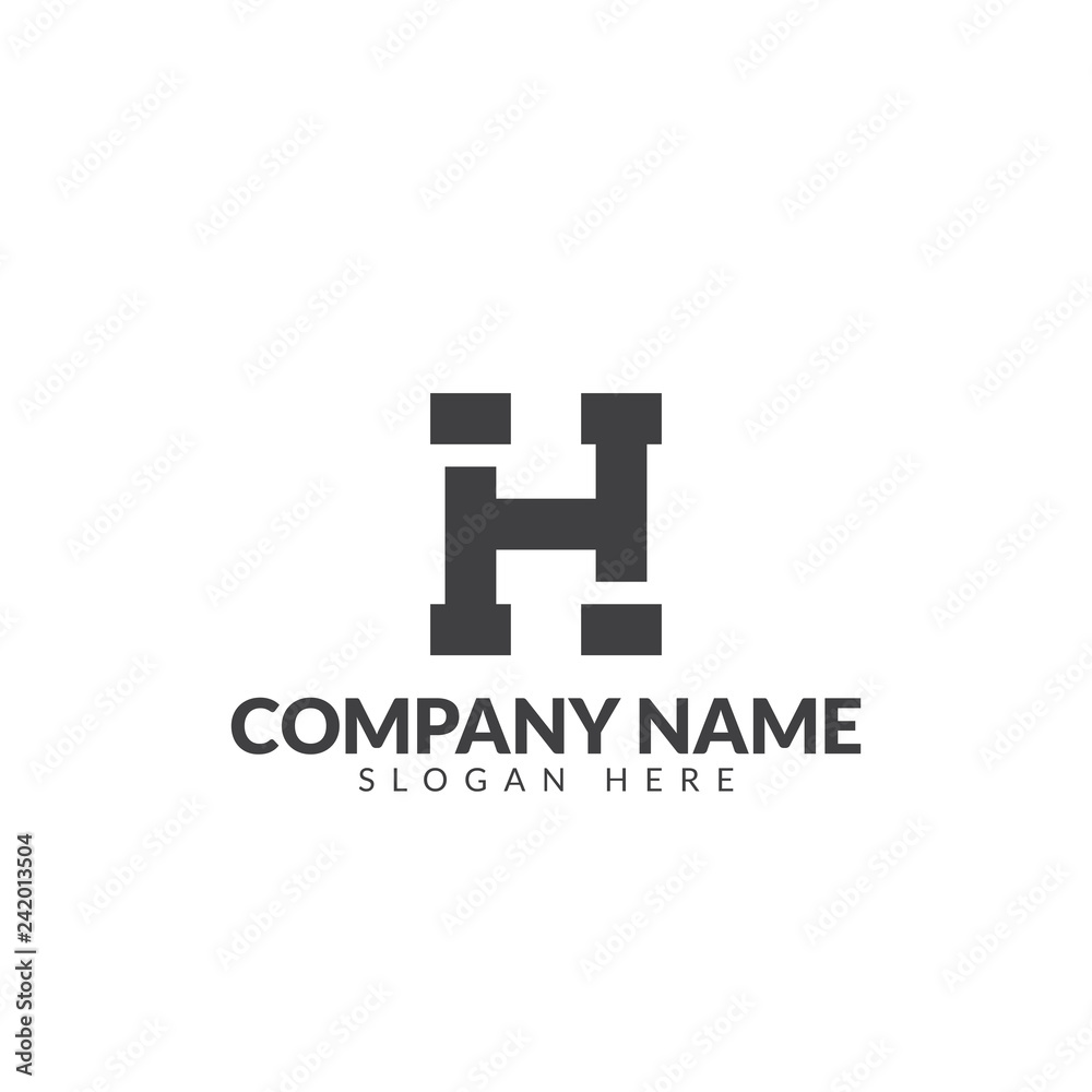 Fototapeta premium Letter H logo template vector design, geometric shape initial logo