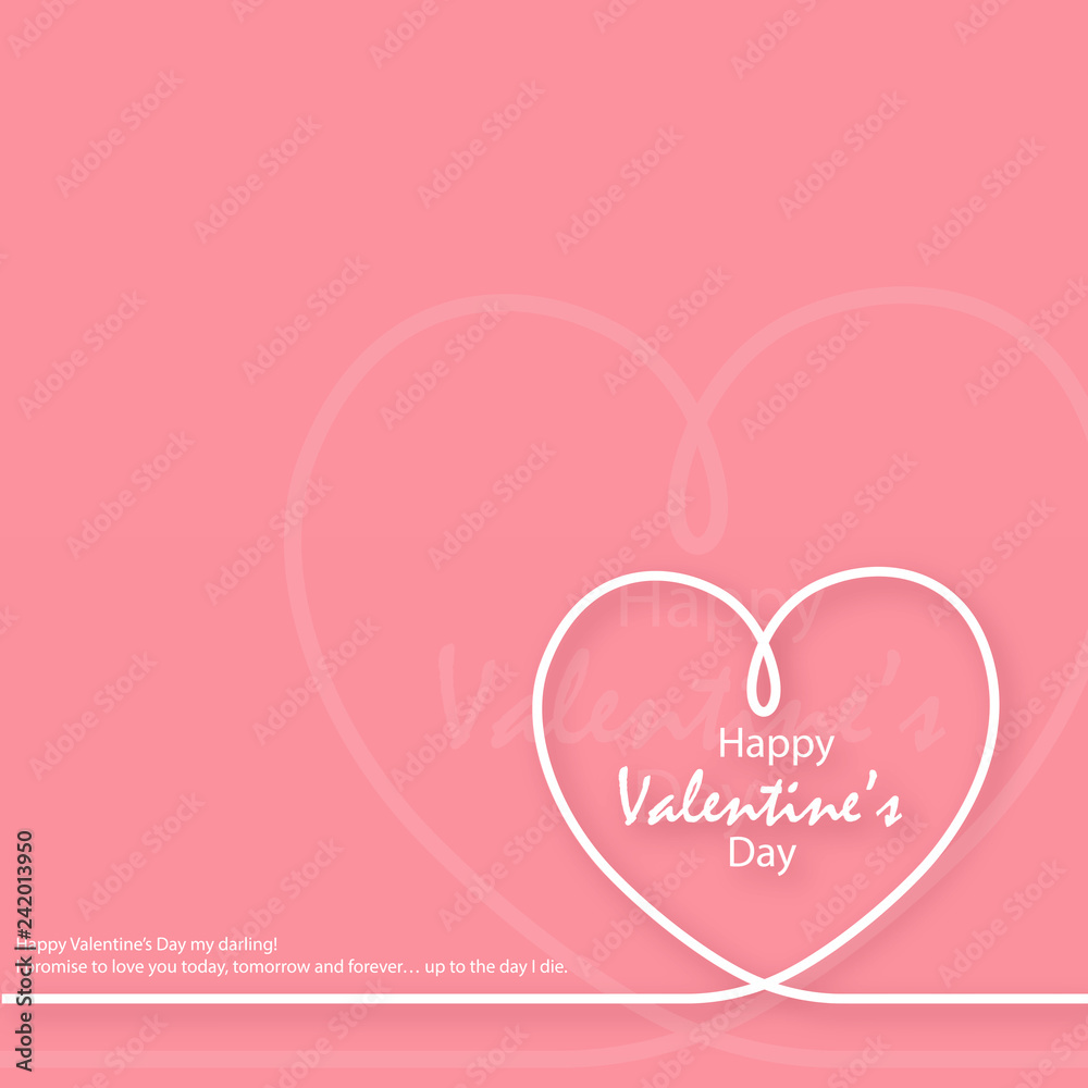 Happy Valentine's day greeting card with lined heart. Vector