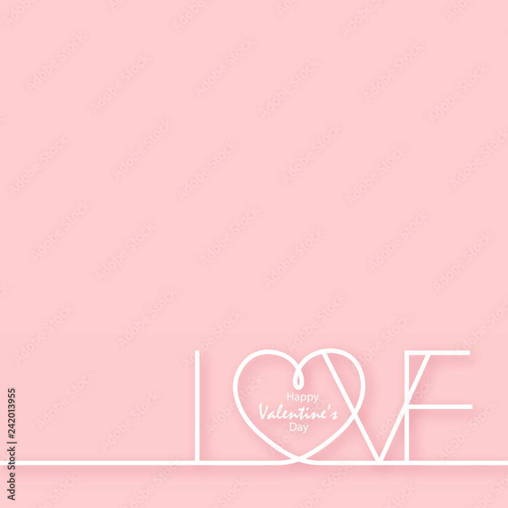 Happy Valentine's day greeting card with lined heart. Vector