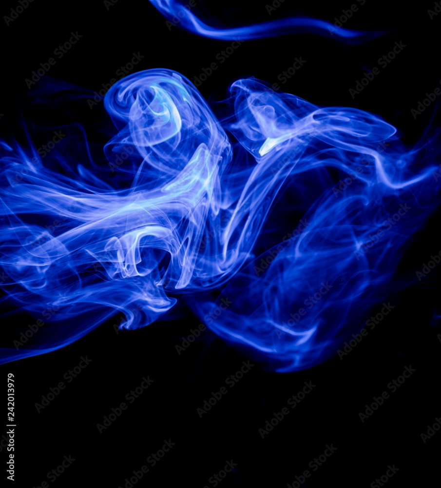 Blue smoke on black background Blue smoke on black background