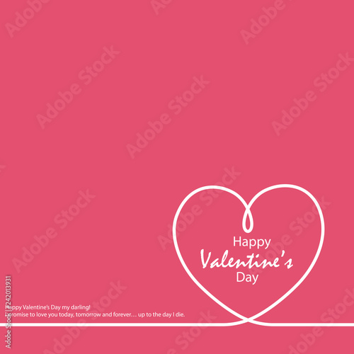 Happy Valentine s day greeting card with lined heart. Vector
