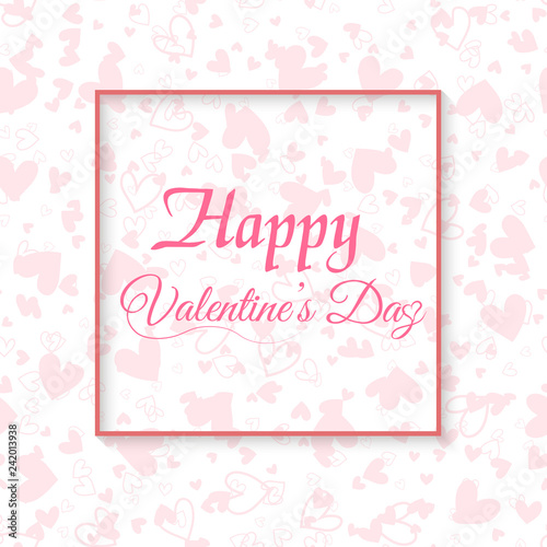 Happy Valentine's day greeting card with red hearts. Vector