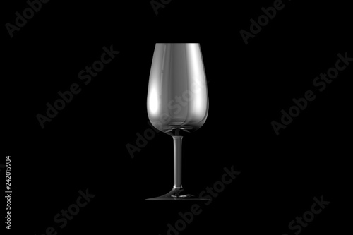 3D illustration of port wine glass isolated on black side view - drinking glass render