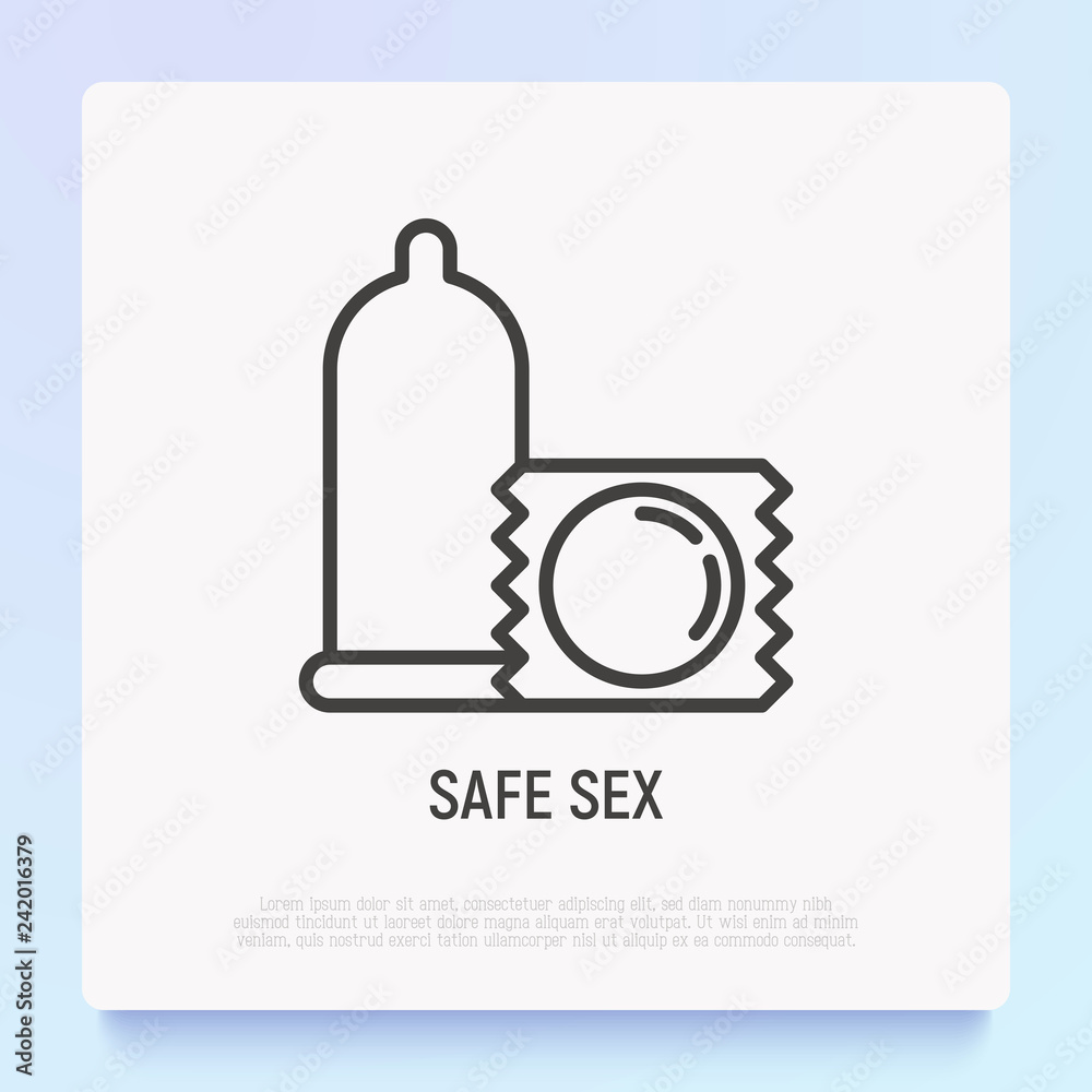 Condom, safe sex thin line icon. Modern vector illustration.