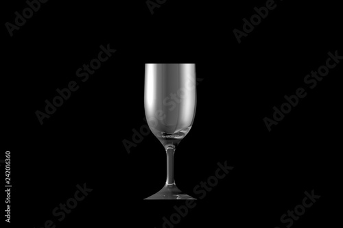 3D illustration of sour cocktail glass isolated on black side view - drinking glass render