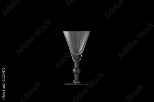 3D illustration of liqueur or vermouth glass isolated on black side view - drinking glass render
