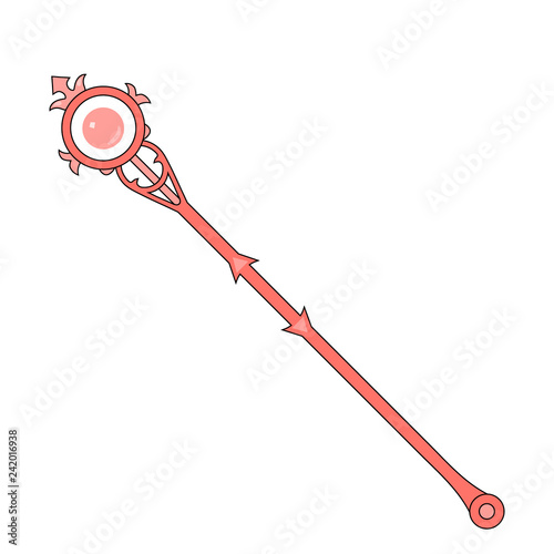 Magic Staff isolated on white background. Wizard Items. Vector Illustration for Your Design, Game, Card, Web.