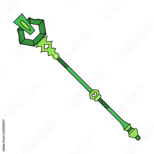 Magic Staff isolated on white background. Wizard Items. Vector Illustration for Your Design, Game, Card, Web.