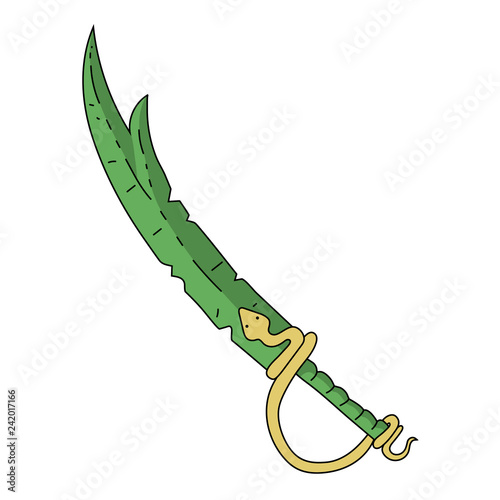 Thief Sword with Snake isolated on white background. Rogue Weapon. Vector Illustration for Your Design.