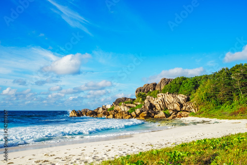 paradise beach on the seychelles, grand anse, la digue 7