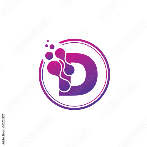 dotted d letter circle data technology logo