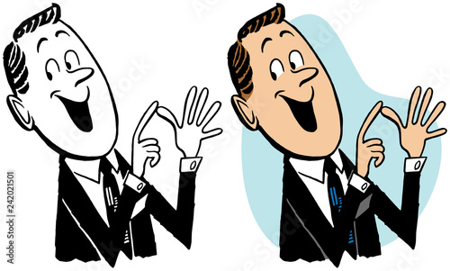 A businessman counting on his fingers.