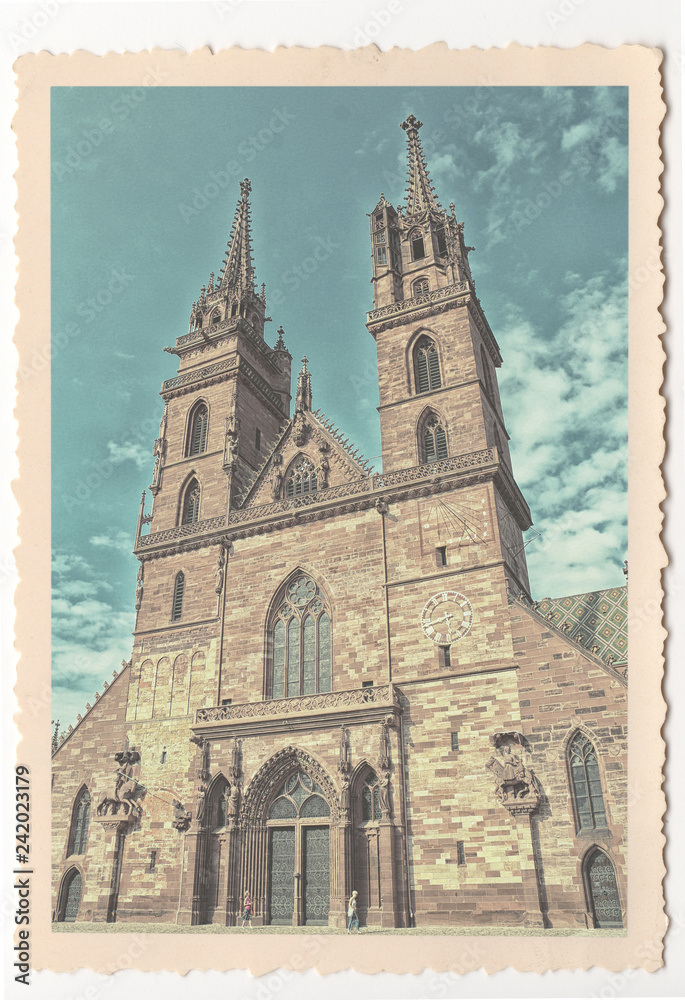 Basel Cathedral - Switzerland - vintage photograph