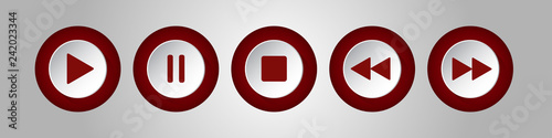brown, white round music control buttons set