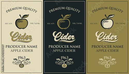 collection of labels for various cider types