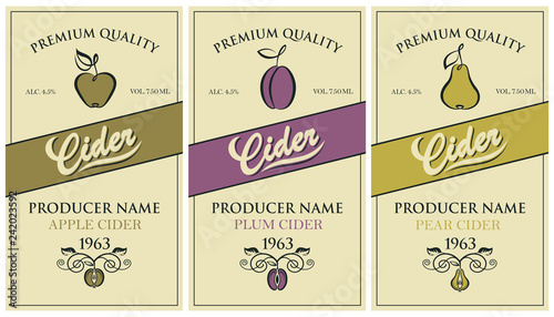 Foto collection of labels for various cider types