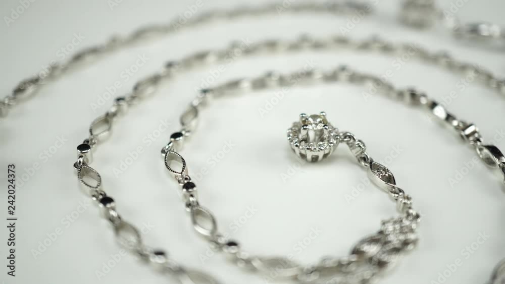 Jewelery products. Platinum and diamond. 4K