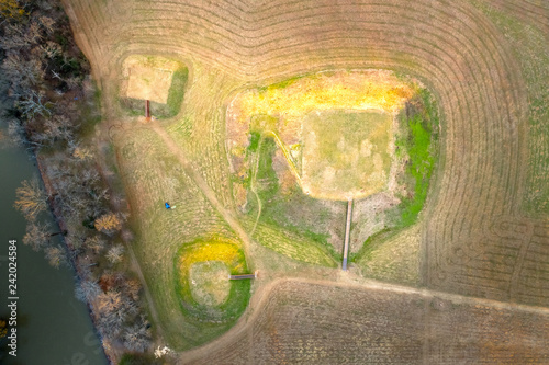 Aerial view of Etowah Indian Mounds Historic Site in Cartersville Georgia  photo
