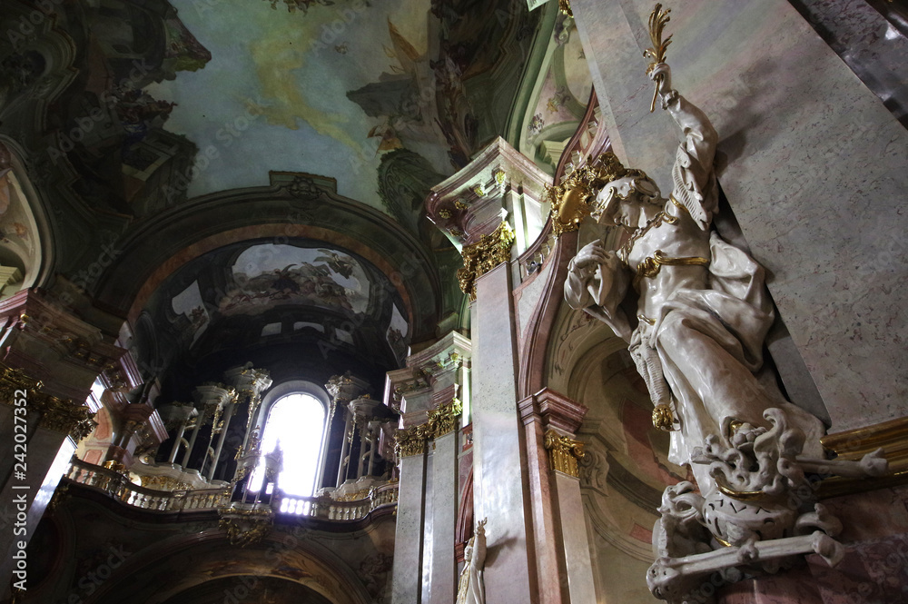 Prague / Czech Republic - January 31 / 218 : Statues at the interior of St. Nicholas church