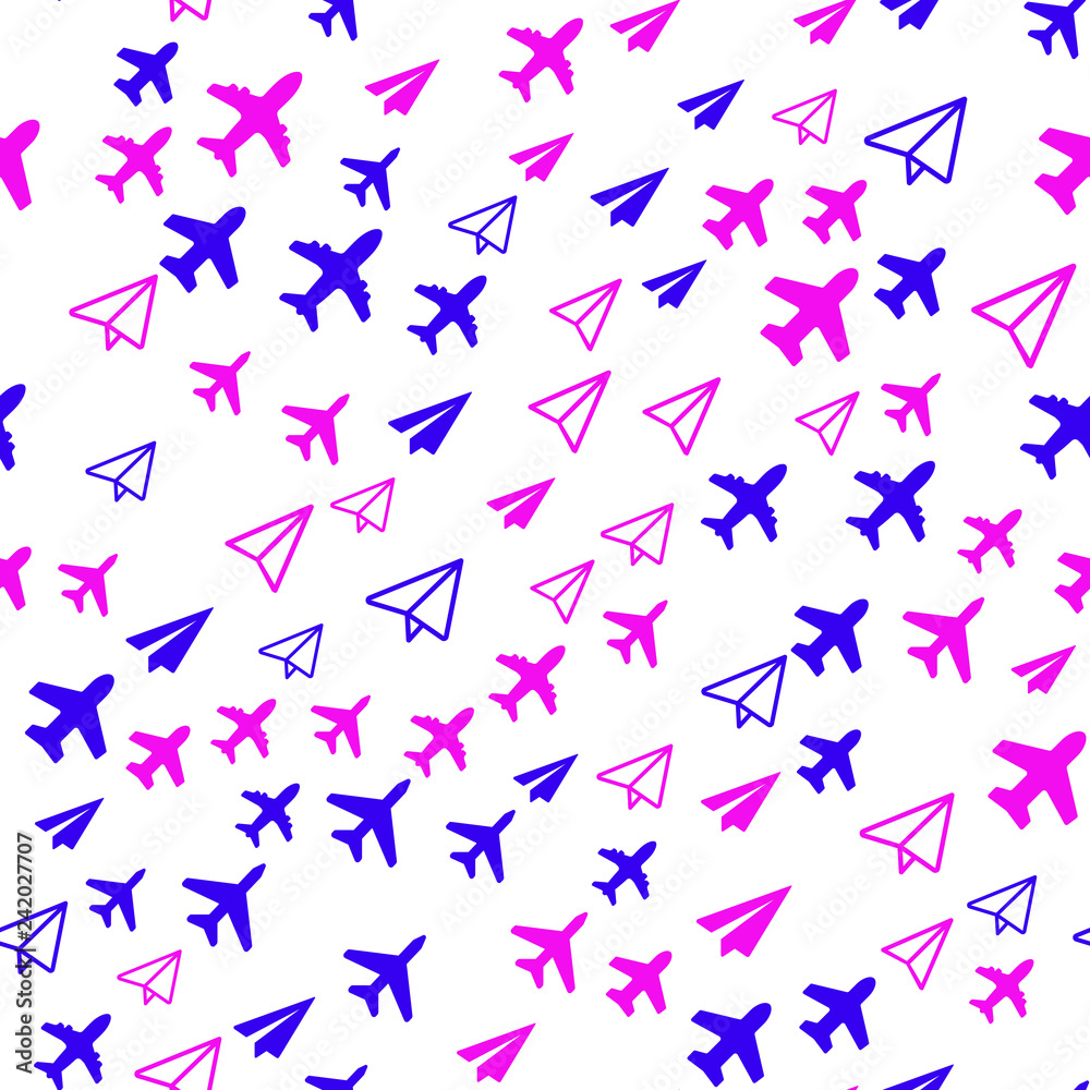 Model plane, airplane, aircraft. Travel concept Seamless vector EPS 10 pattern