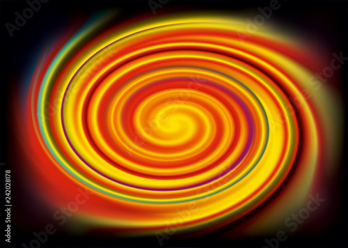 Color ring with luminous vortex spirals. 2D illustration.