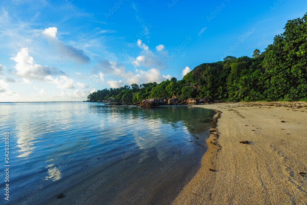 Beautiful idyllic paradise beach on the seychelles 1