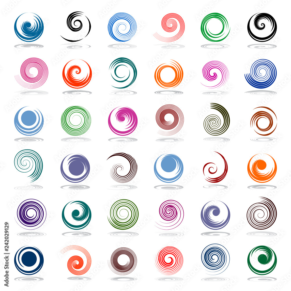 Spiral design elements. Abstract color icons set. Spiral design elements. Abstract color icons set.
