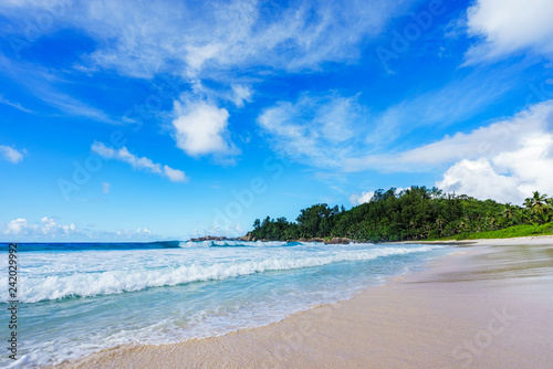 beautiful paradise beach at the police bay, seychelles 15