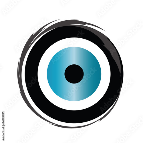 evil eye vector with black and blue colors isolated on white background