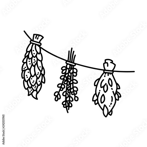 Dried herbs ornament flat vector style illustration