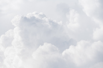 View on a soft white fluffy clouds as background, texture (abstract)