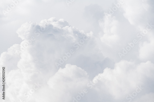View on a soft white fluffy clouds as background, texture (abstract)