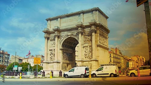 MARSEILLE, FRANCE, View of Triumphal Arch in Marseille, time lapse, 4k photo