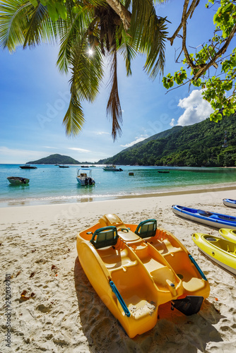 beautiful sunstar and boats at port launey, seychelles 7