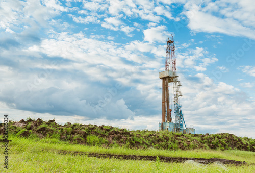 Drilling rig in oil field for drilled into subsurface in order to produced crude. Petroleum Industry