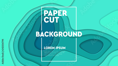 Paper cut background. Colorful shape paper. Carving art. Textured flat decoration layers for your design.