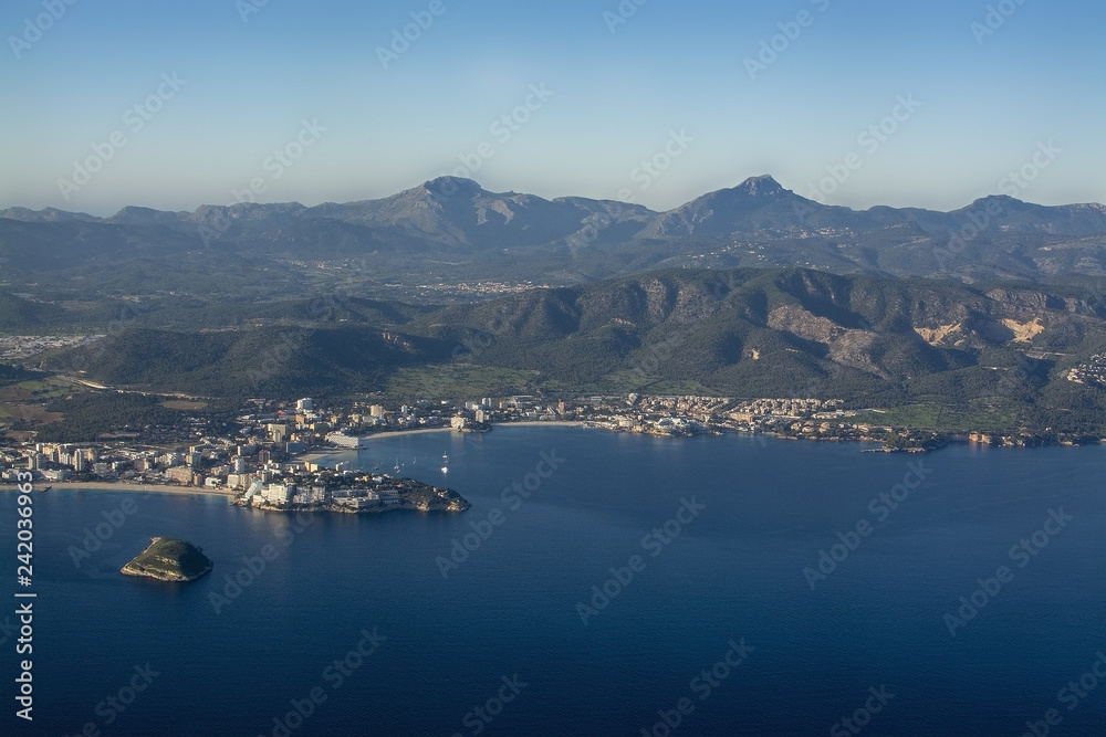 Coastal landscape aerial view Mallorca Spain
