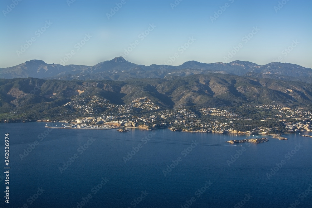 Coastal landscape aerial view Mallorca Spain