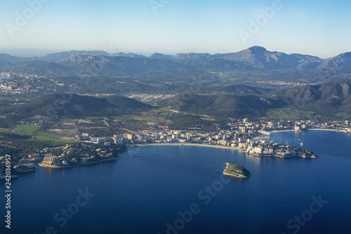 Coastal landscape aerial view Mallorca Spain