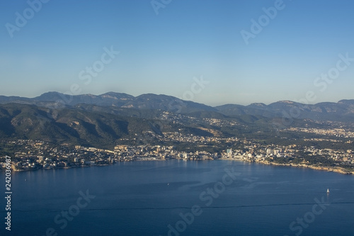 Coastal landscape aerial view Mallorca Spain